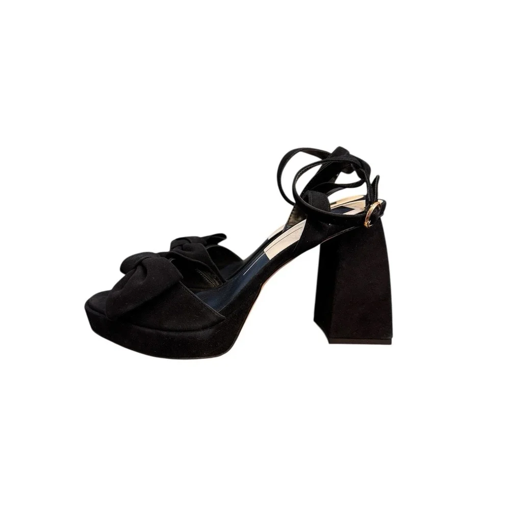 Dolce Vita Women's Pacie Sandal Suede Size‎ 9 Black Bow Peep Toe